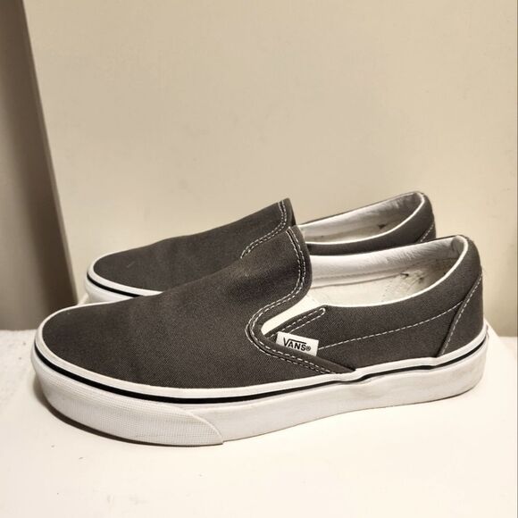 VANS "Asher" Gray Canvas Slip-On Sneakers Womans 8/38.5 Ret $135 WORN ONCE! - Picture 1 of 9